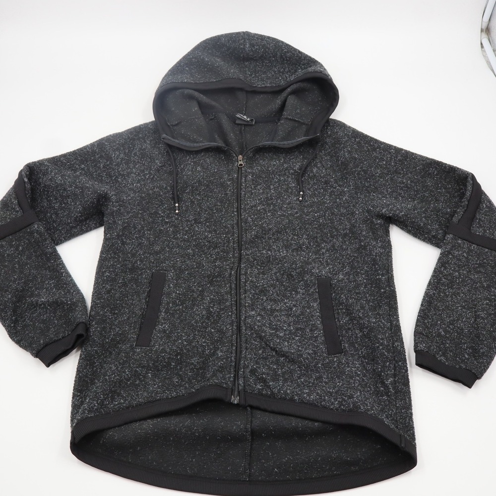 Nike Full Zip Hoodie Womens XS Black Grey Marled High-Low Textured BV5266-010